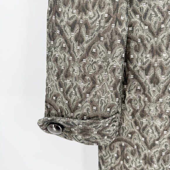 Rafaella Petites Grey Metallic Brocade Knee Length Trench Coat Sz SP - Picture 3 of 9